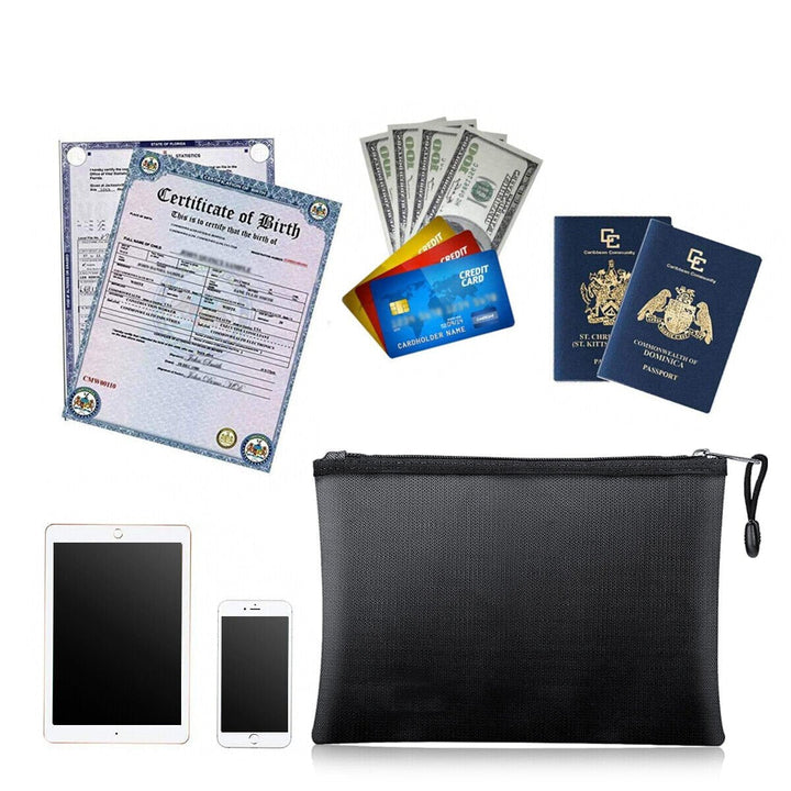 Compact disaster-resistant storage bag, fireproof & water-resistant for all valuables