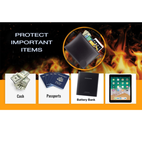 Compact fireproof document safe bag, ideal for storing passports, cash, and essential documents