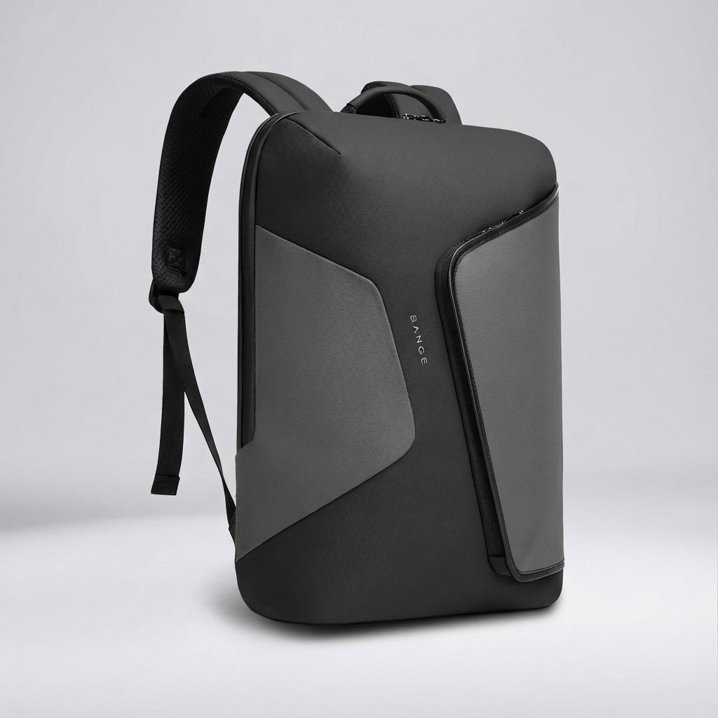 Unisex professional using FluxPack waterproof business backpack, perfect for daily commute & travel.