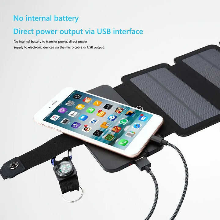 Emergency power: Foldable 28W solar panel, durable USB charger for off-grid use.