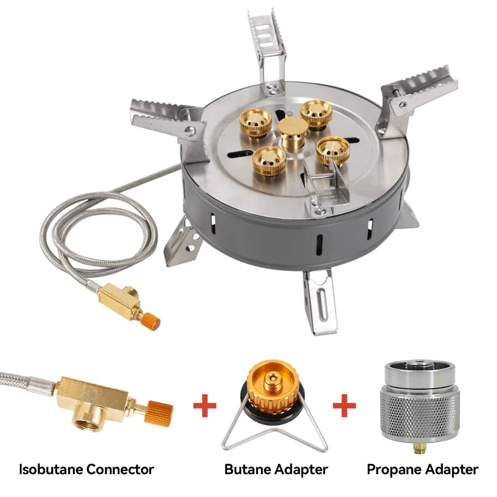 Foldable camping stove for easy storage, perfect for any car camping or hiking trip.