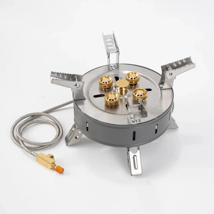 High power output camping stove, set up for cooking, perfect for any outdoor adventure.