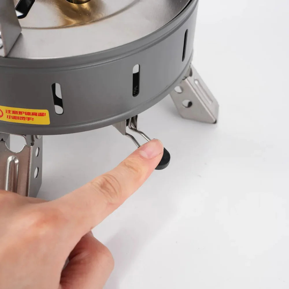 Camping stove designed for hiking, highlighting its portability and efficient cooking.