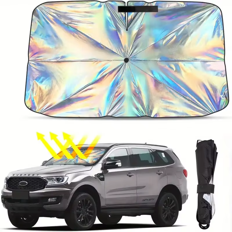 Foldable car windshield sunshade umbrella for UV protection & heat reduction, a must-have car accessory.