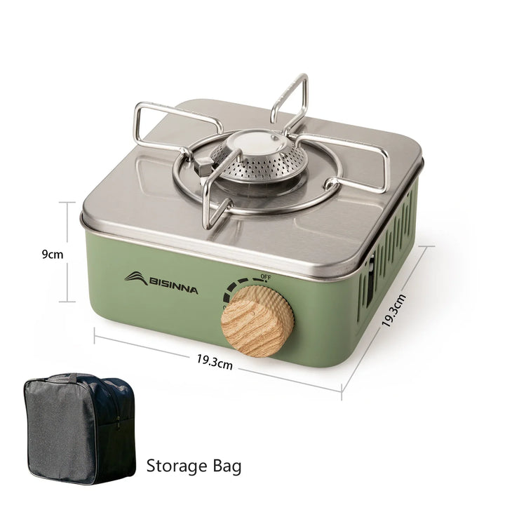 Efficient mini foldable camping stove, compact backpacking and hiking gear, easy to set up for outdoor cooking.