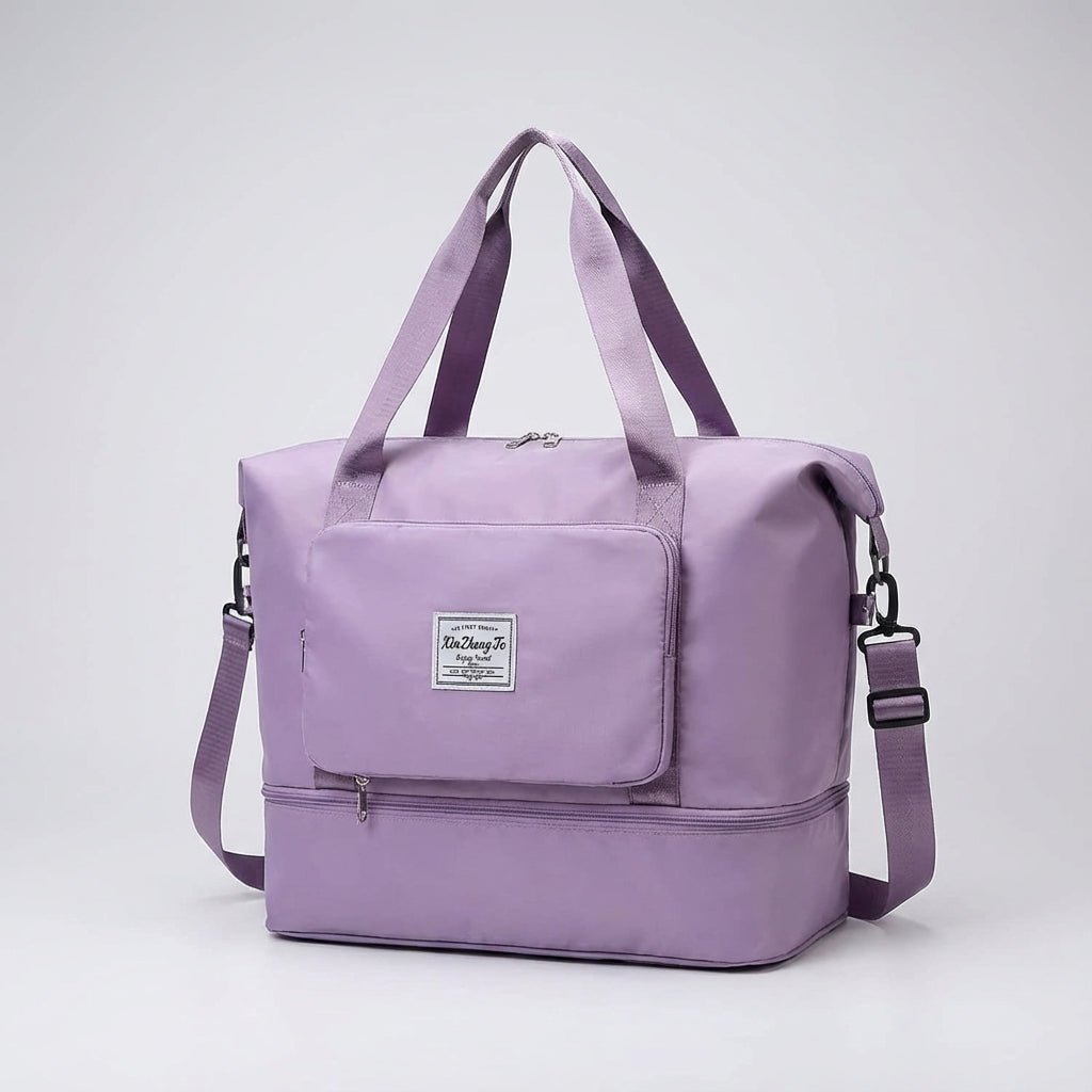 Smart expandable travel duffel. Folds into a compact carry-on, perfect for organization and versatility.