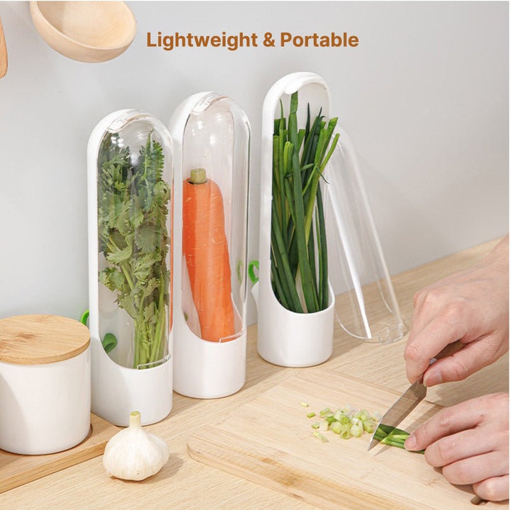 Clear herb & vegetable keeper container, extends freshness, perfect for kitchen & camping
