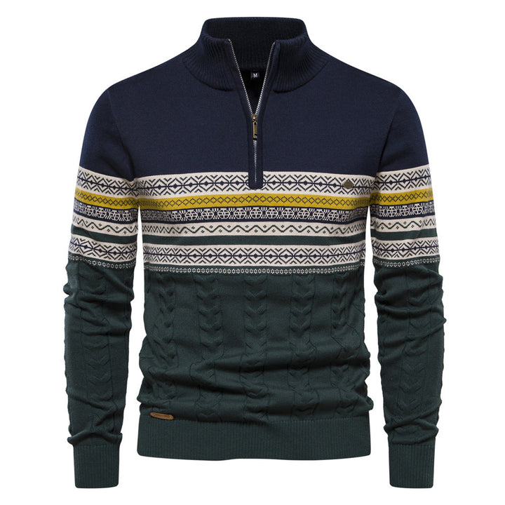 Men's comfortable half-zip sweater, ideal for classic winter style and layering.