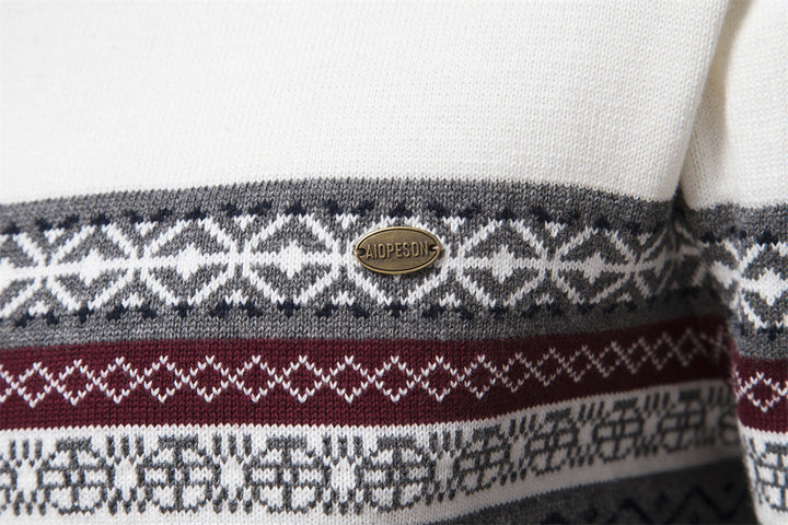 Men's half-zip sweater, elegant Bergen Nordic style, a must-have for classic winter outfits.