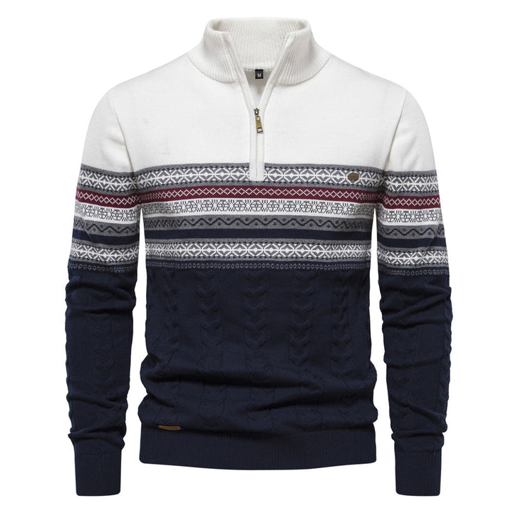 Men's Half-Zip Pullover in classic Nordic style, versatile for winter layering and casual looks.