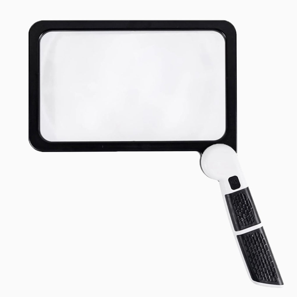 Handheld full page magnifier, a vision aid for reading books, maps & crafts.