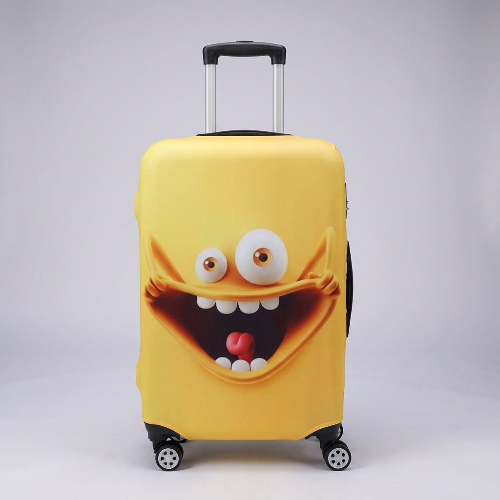 Unisex fun printed stretch luggage cover, a stylish bag protector for all travelers.