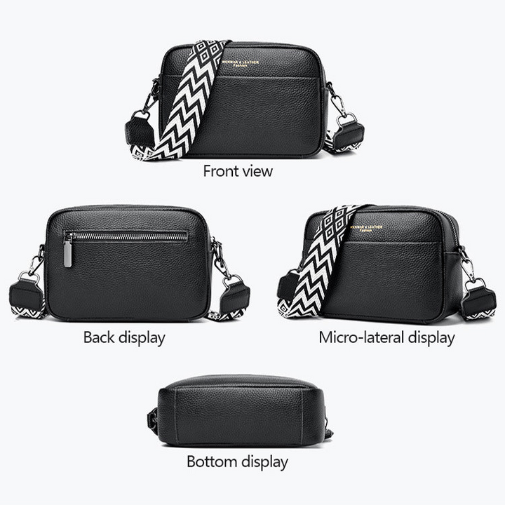 Elegant women's genuine leather fashion bag complementing a stylish everyday outfit.