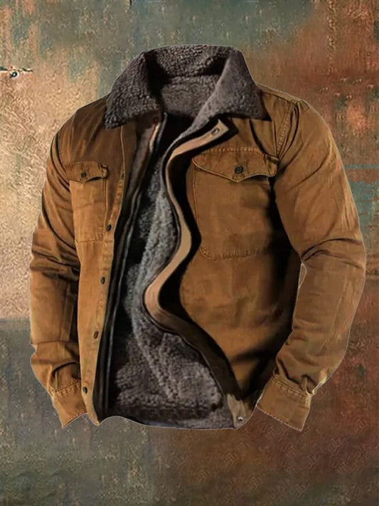 "Giacca da lavoro uomo in cotone resistente, stile western, colore blu, con tasche e vestibilità ampia."