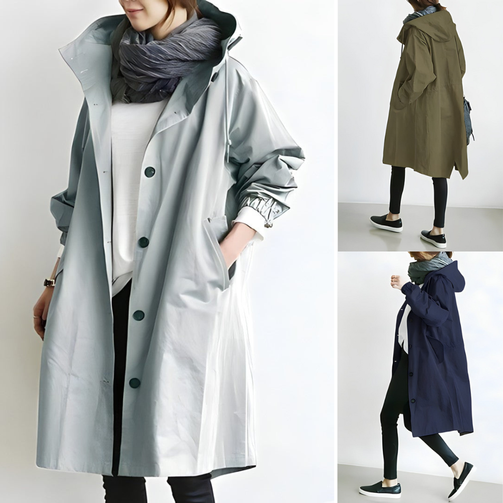 "Giacca estiva donna, vista frontale, colore chiaro, silhouette snella, dettagli eleganti, design versatile, comfort ottimale