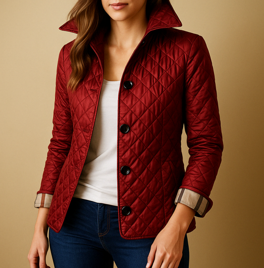 "Giacca invernale donna in seta e cotone, design elegante, colore neutro, calda e accogliente per l'inverno."