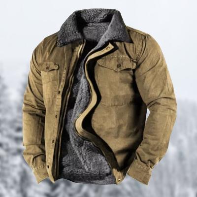 "Giacca invernale vintage uomo con sherpa, design retrò, interno caldo e tasche, perfetta per inverno ed eleganza."