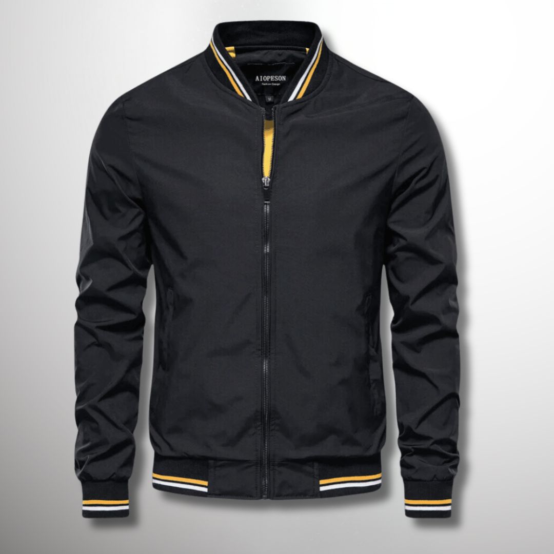 "Giacca leggera uomo idrorepellente blu con zip e tasche, ideale per stagioni di transizione, stile elegante e comfort"