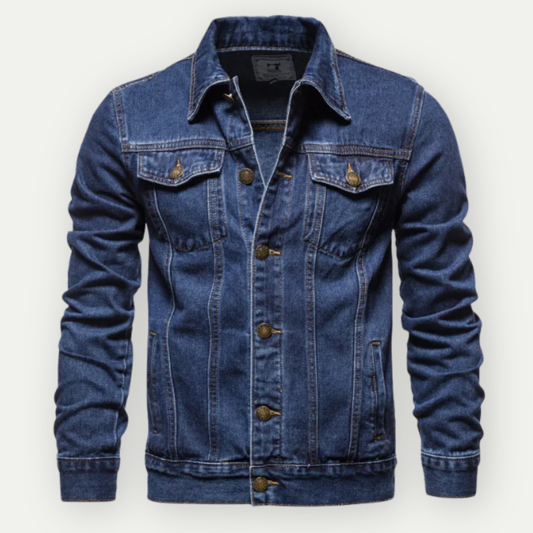 "Giacca Uomo in Denim Trucker, classica con taschini, stile casual, vari colori, robusta e comoda per ogni occasione."
