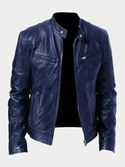 Giacca uomo in pelle di alta qualità, design casual ed elegante, cuciture dettagliate, polsini regolabili, disponibile in var