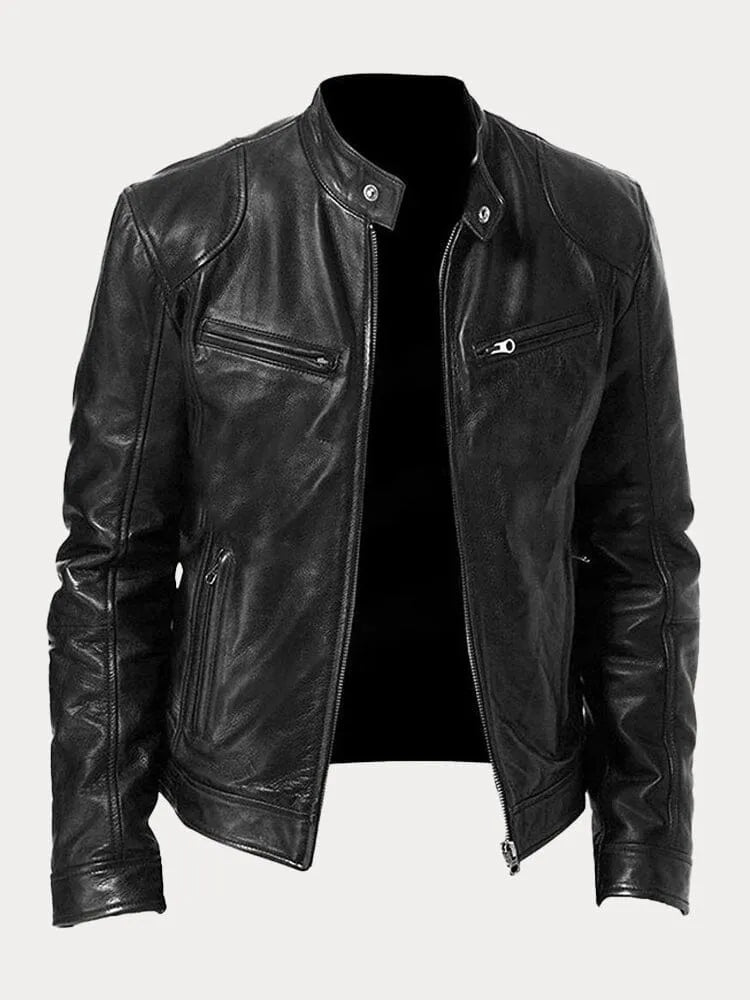 Giacca uomo in pelle di alta qualità, design casual ed elegante, cuciture dettagliate, polsini regolabili, disponibile in var