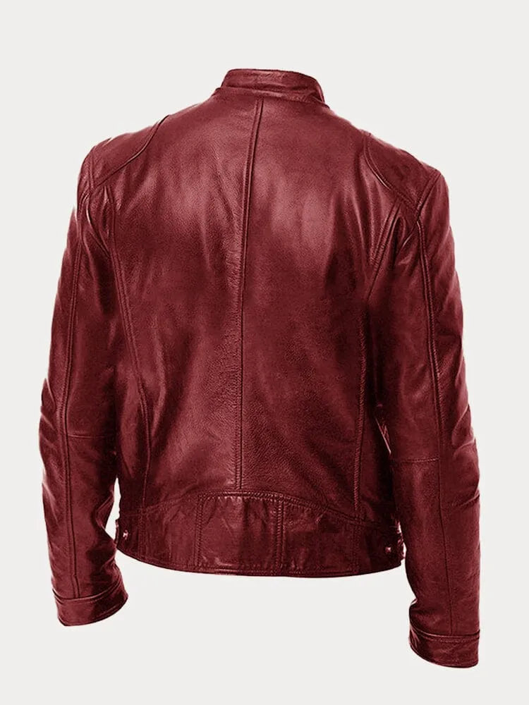 Giacca uomo in pelle di alta qualità, design casual ed elegante, cuciture dettagliate, polsini regolabili, disponibile in var