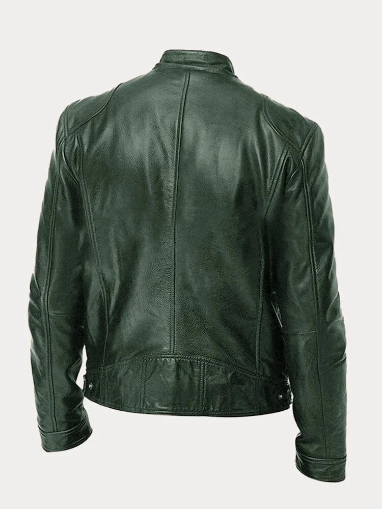 Giacca uomo in pelle di alta qualità, design casual ed elegante, cuciture dettagliate, polsini regolabili, disponibile in var