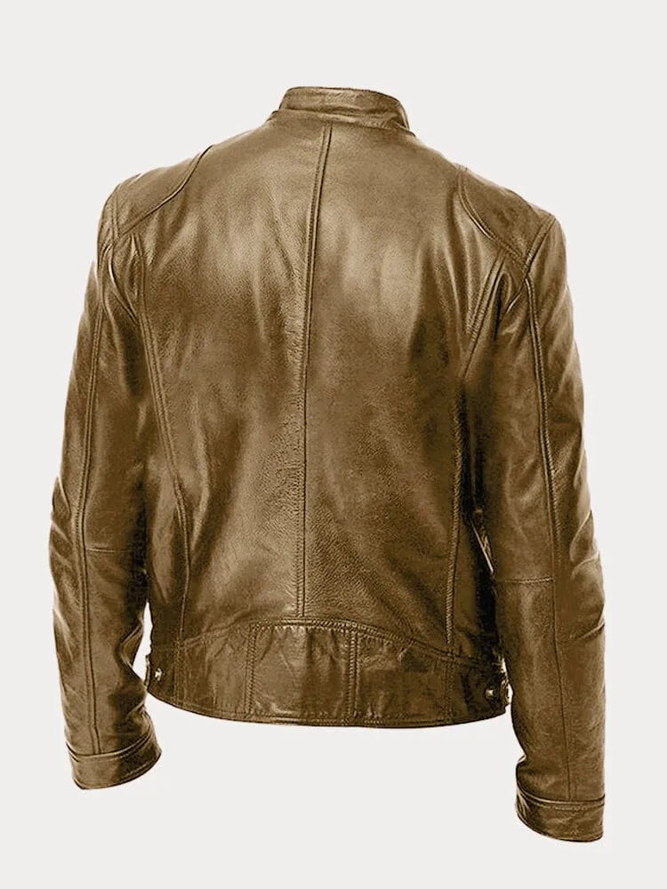 Giacca uomo in pelle di alta qualità, design casual ed elegante, cuciture dettagliate, polsini regolabili, disponibile in var