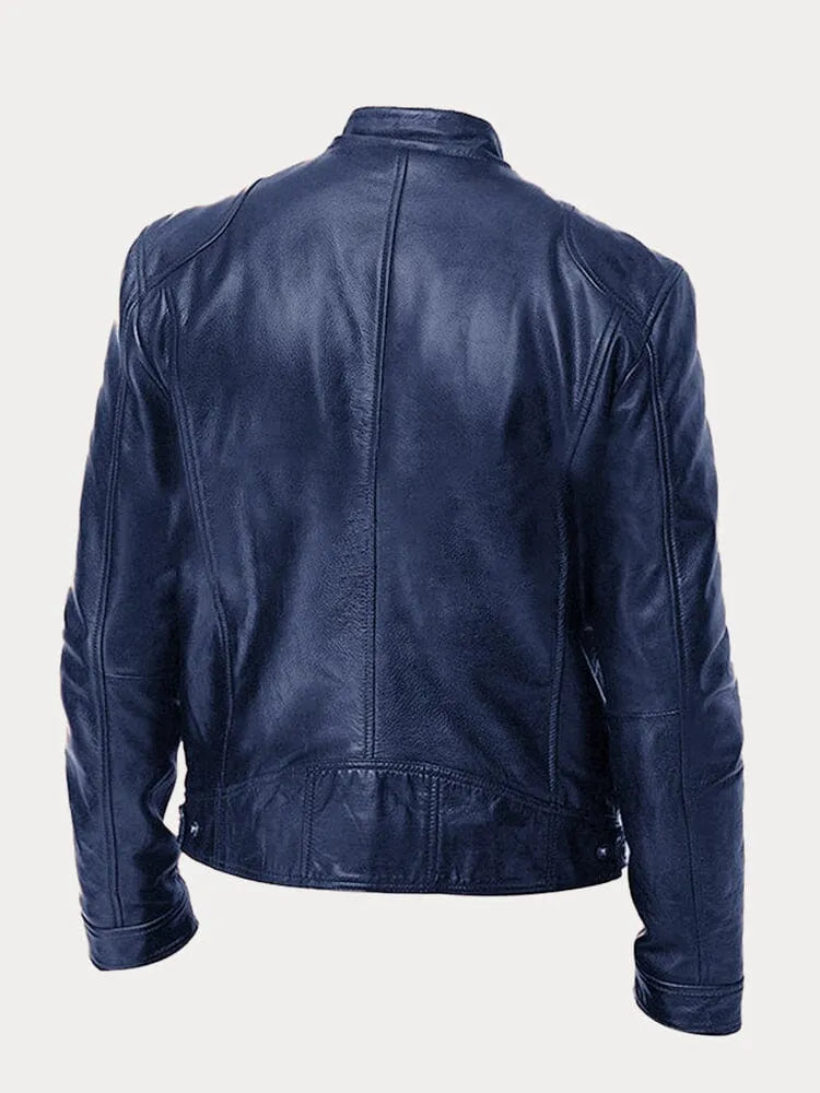 Giacca uomo in pelle di alta qualità, design casual ed elegante, cuciture dettagliate, polsini regolabili, disponibile in var