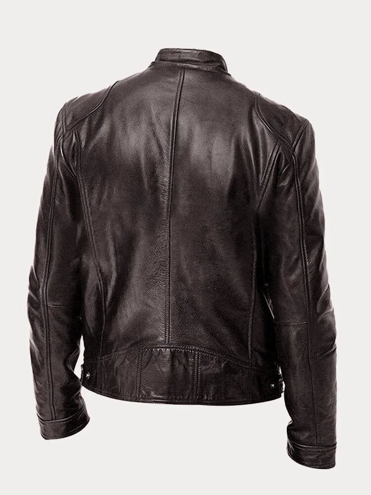 Giacca uomo in pelle di alta qualità, design casual ed elegante, cuciture dettagliate, polsini regolabili, disponibile in var