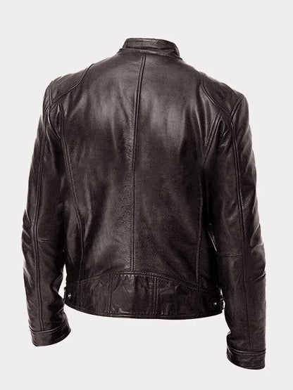 Giacca uomo in pelle di alta qualità, design casual ed elegante, cuciture dettagliate, polsini regolabili, disponibile in var