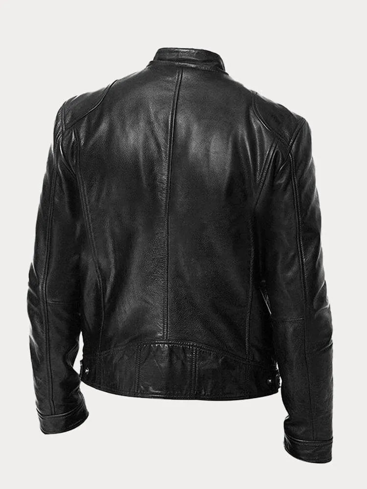 Giacca uomo in pelle di alta qualità, design casual ed elegante, cuciture dettagliate, polsini regolabili, disponibile in var