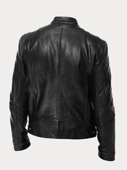 Giacca uomo in pelle di alta qualità, design casual ed elegante, cuciture dettagliate, polsini regolabili, disponibile in var