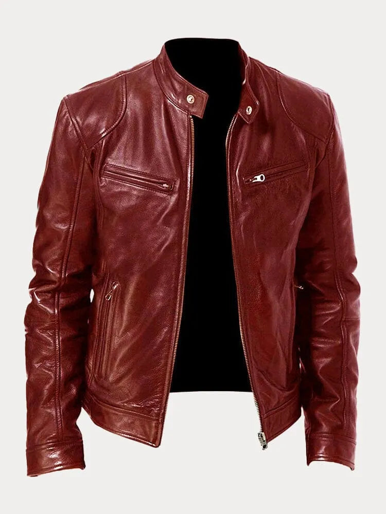 Giacca uomo in pelle di alta qualità, design casual ed elegante, cuciture dettagliate, polsini regolabili, disponibile in var