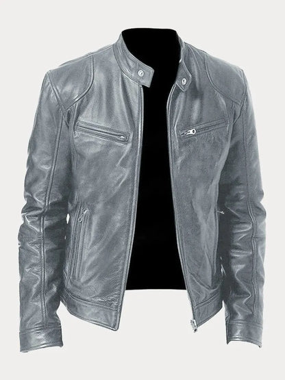 Giacca uomo in pelle di alta qualità, design casual ed elegante, cuciture dettagliate, polsini regolabili, disponibile in var