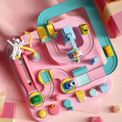 Giocattolo interattivo per bambini, set di piste regolabili e 4 macchine in colori brillanti, stimola creatività e apprendime