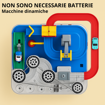 Giocattolo interattivo per bambini, set di piste regolabili e 4 macchine in colori brillanti, stimola creatività e apprendime