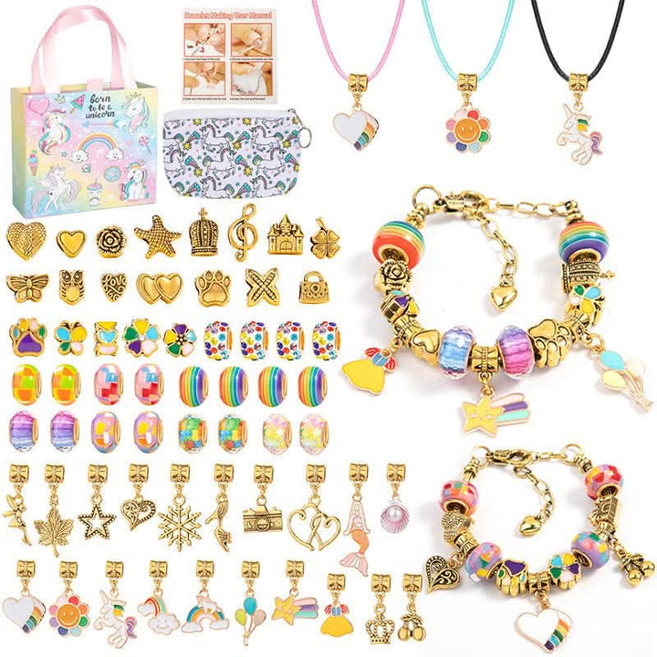 Handmade jewelry kit for girls. Craft unique charm bracelets, promoting fine motor development.