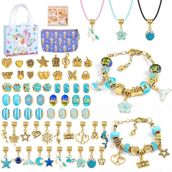 DIY girls' bracelet kit with sparkling charms. Encourages imaginative play and artistic creation.