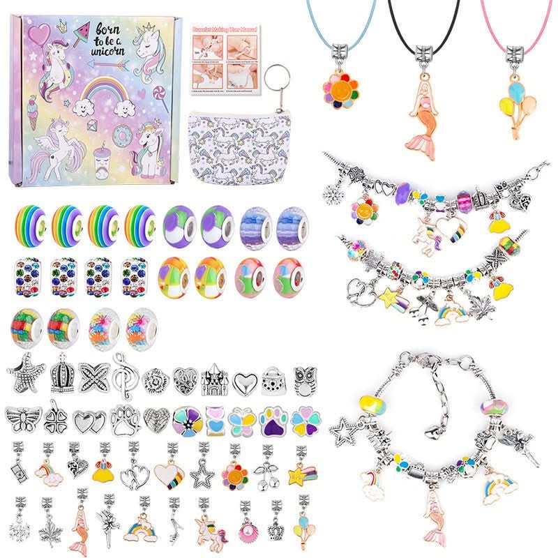 Girls' creative bracelet making kit with a range of sparkling charms and accessories.