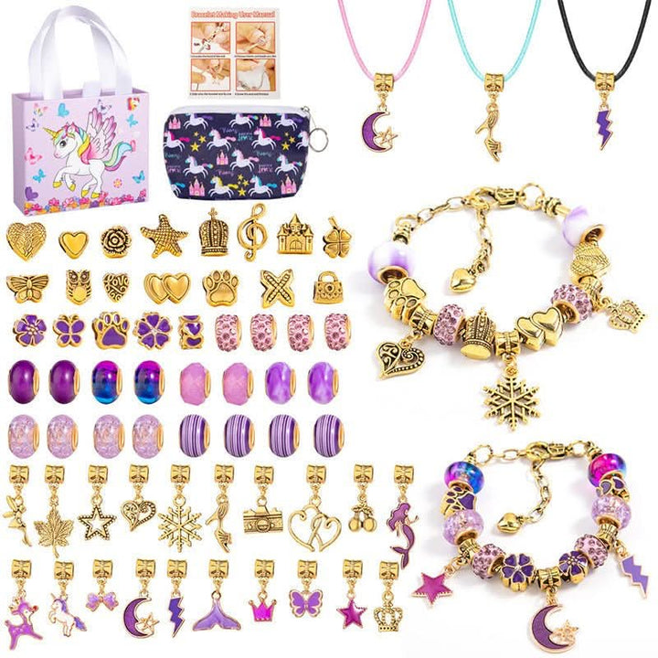 Creative girls' bracelet kit, making unique jewelry with dazzling, sparkling charms.