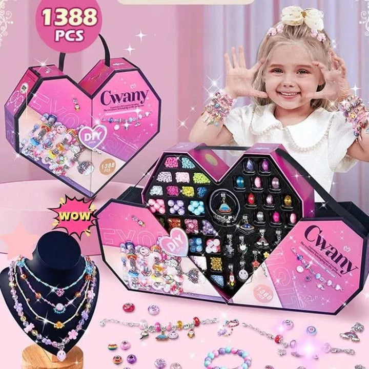 Jewelry making for kids: Girls' creative bracelet kit with an assortment of sparkling charms.
