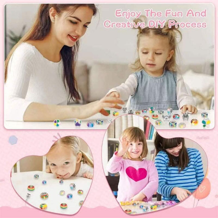 Fun kids activity: Girls' DIY bracelet set with easy-to-use sparkling charms and beads.