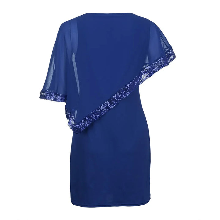 Shimmering plus size off-shoulder formal dress, elegant sequin design for women.