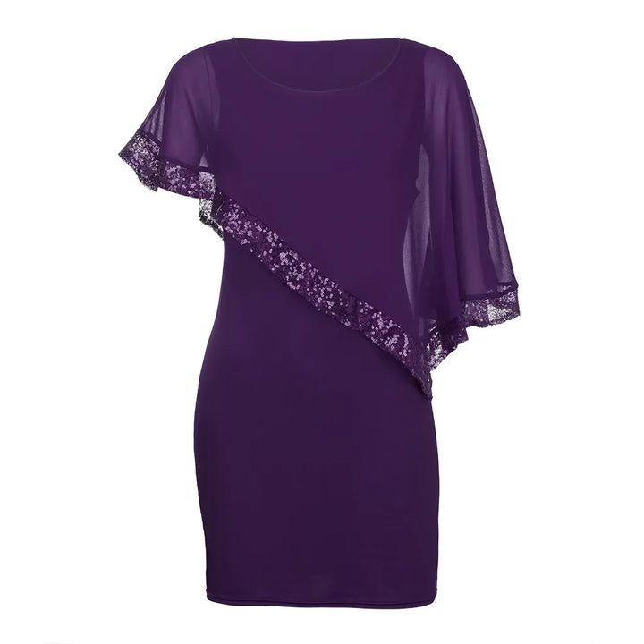 Plus size sequin off-shoulder dress, glamorous and elegant for evening parties.