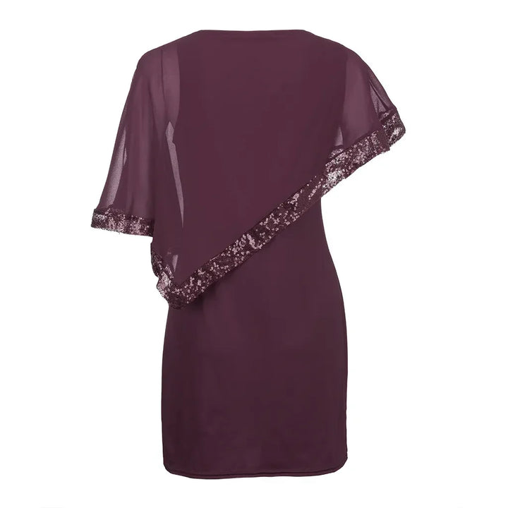 Sophisticated plus size sequin evening dress, off-shoulder, a statement in formal wear.