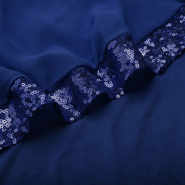 Glamorous plus size off-shoulder sequin evening dress, perfect for fall events.