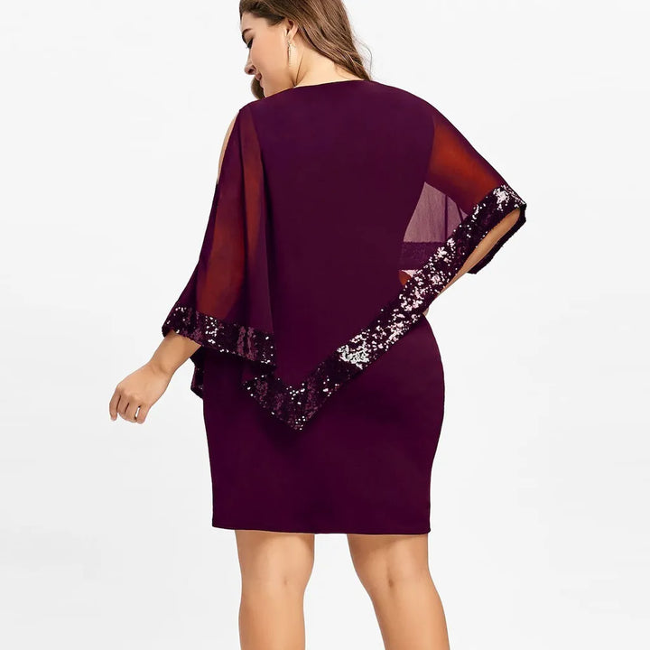Chic plus size sequin off-shoulder party dress, an elegant choice for women's fashion.