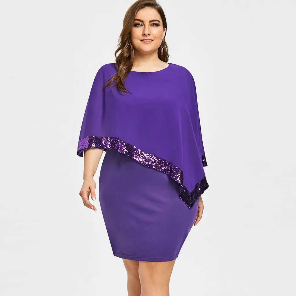 Luxurious plus size off-shoulder sequin evening dress, ideal for special occasions.