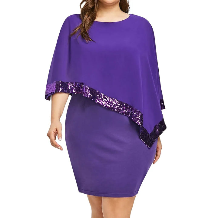 Women's plus size off-shoulder sequin dress, ideal for glamorous evening events.